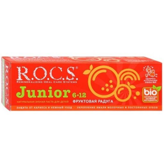 Pasta de dinti R.O.C.S. Junior, Curcubeul de fructe, 6-12 ani, 74 g