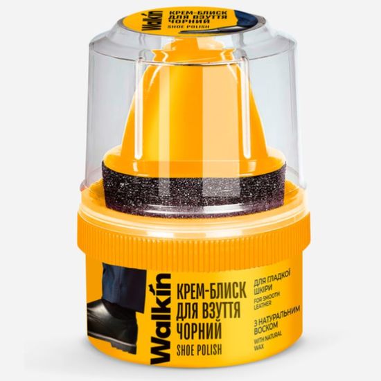 Crem-luciu WALKIN pentru pantofi din piele neteda, cu aplicator, negru, 50 ml
