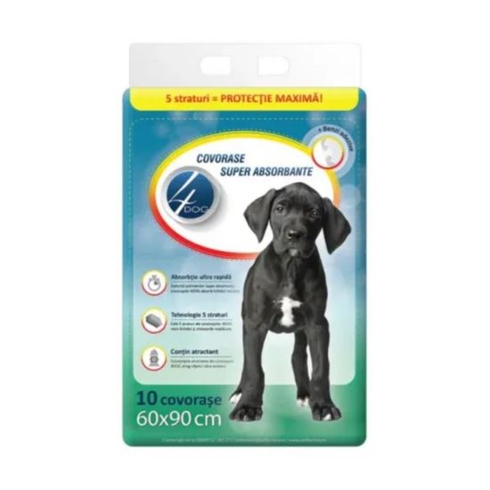 Covorase absorbante 4DOG, 60x90cm, 10buc