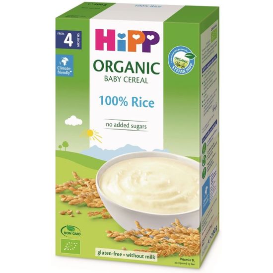 Органические детские злаки 100% HIPP, Рис, с 4 месяцев, 200 г