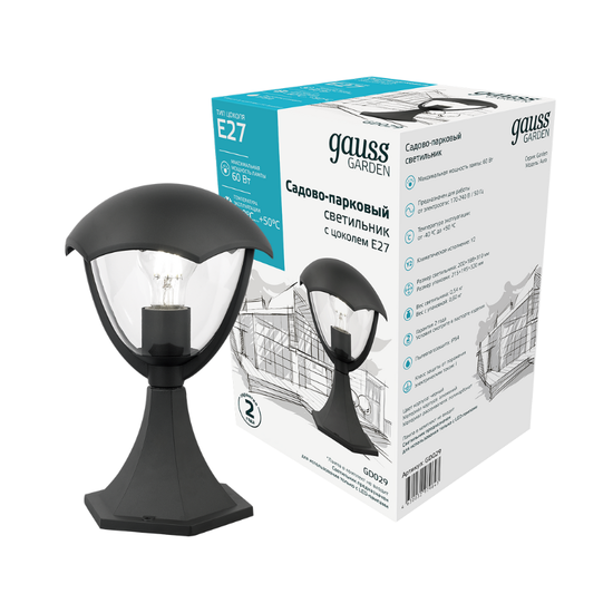 Светильник садово-парковый GAUSS Aura GD029 E27, 60Вт, 170-240V, IP54, 1 шт, изображение 3