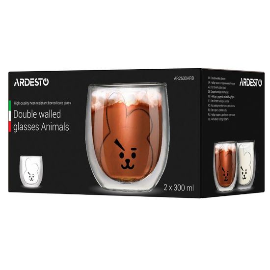 Набор чашек ARDESTO Animals с двойными стенками, 300 мл, 2 шт, изображение 4