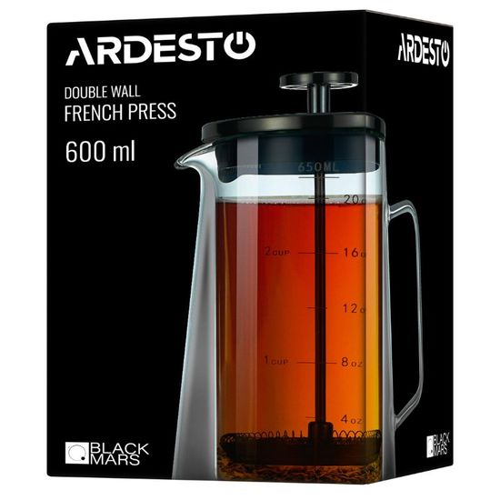 Френч-прес ARDESTO Black Mars с двойными стенками, 600 мл, изображение 5