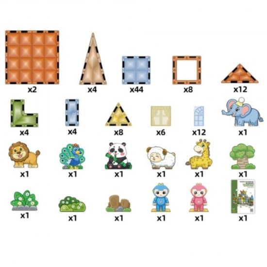 Set de constructie magnetic Magnetic Blocks Paradisul Animalelor, ZJA354931, 116 elemente, 4 image
