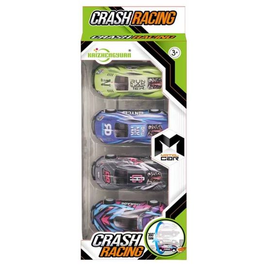 Set cu 4 masini Crash Racing mecanism pull-back, metal, ZJA315025, 2 image