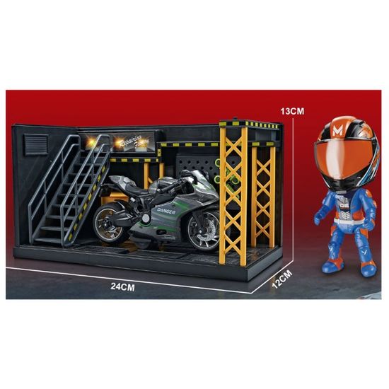 Игровой набор с мотоциклом и фигуркой мотоциклиста, 1:12, со звуками и светом, ZJA350511, изображение 2