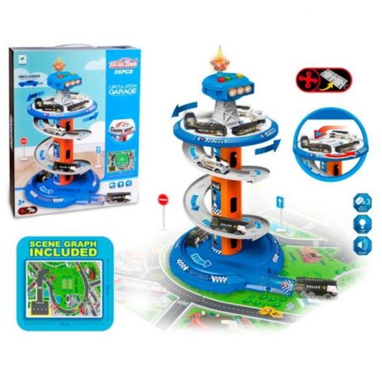 Set de joacă Parcul auto de poliție, 3 mașini, 1 turn, 1 semn rutier și hartă, ZJA259819, 3 image
