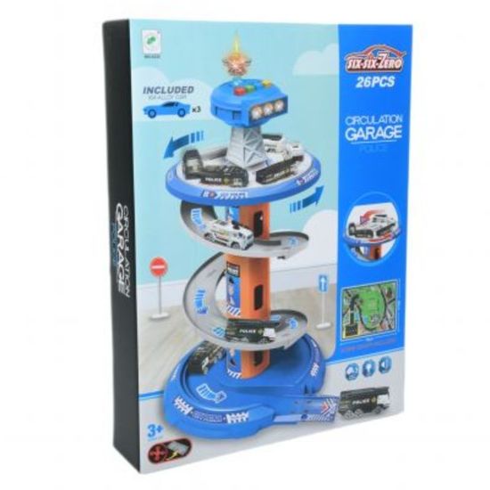 Set de joacă Parcul auto de poliție, 3 mașini, 1 turn, 1 semn rutier și hartă, ZJA259819, 2 image