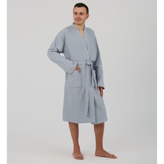Halat de baie BUMBACEL Hotelier Gofrat, Gri Inchis, Marime:XXXL, 2 image