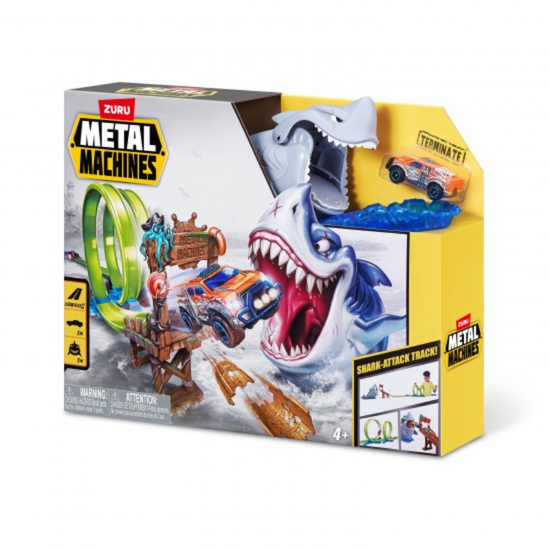 Set pista Shark Attack Zuru METAL MACHINES, cu masinuta din metal, 2 image