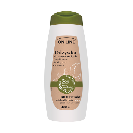 Balsam pentru par uscat ON LINE BIO, ceai verde si aloe vera, 400 ml