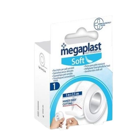 Рулонный пластырь МЕГАПЛАСТ Sensitive, из нетканого волокна, белый, 5м х 2.5см