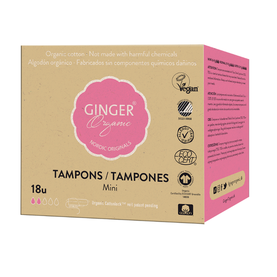 Тампоны без аппликатора GINGER ORGANIC Мини, 18 шт