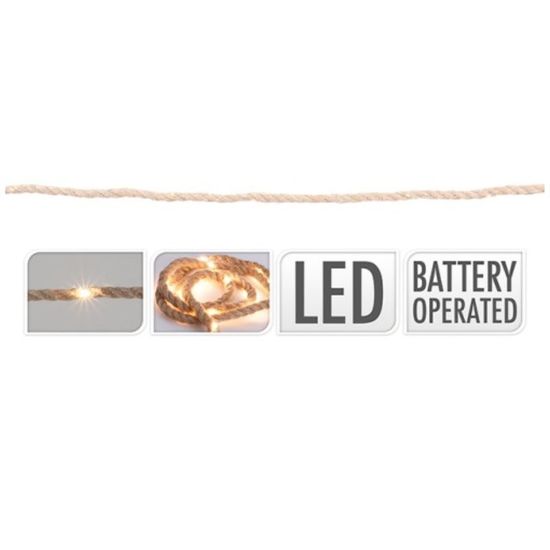 Гирлянда Веревка 15LED, 1.5 м, тепло-белый, на батарейках