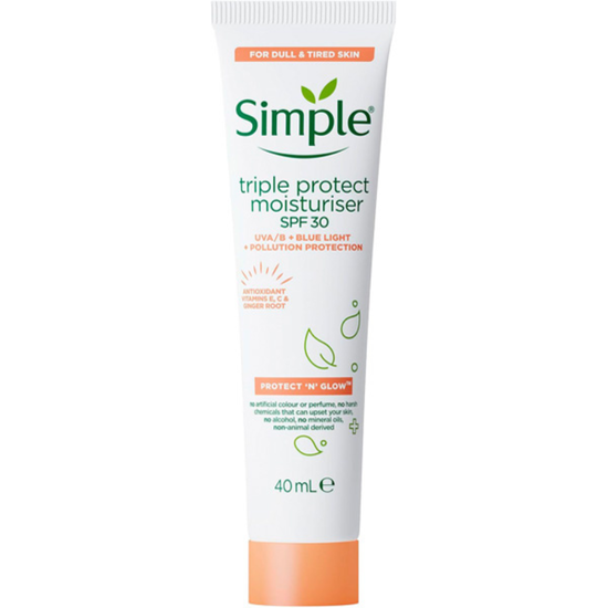 Крем защитный SIMPLE Protect&Glow, SPF 30, увлажняющий, 40 мл