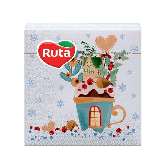 Салфетки РУТА НГ "Кружки " с печатью, (33х33см), 2-слоиные, 20 шт, изображение 2