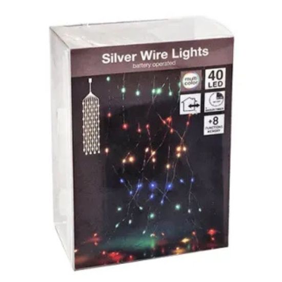 Огни новогодние "Каскад" 40 micro LED разноцветные, 2 м, 3XAA, 8 режимов