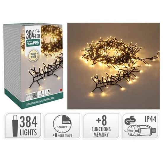 Luminite de Craciun "Dense" 384LED, alb cald, 4.9m, 8reg, timer