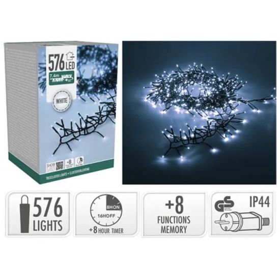 Огни новогодние "Густые" 576LED белый, 7.4m, 8реж,таймер
