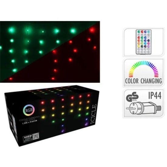 Огни новогодние "Занавес" 85LED RGB, меняющие цвет, 3 м х 0.6 м, 8 режимов+пульт