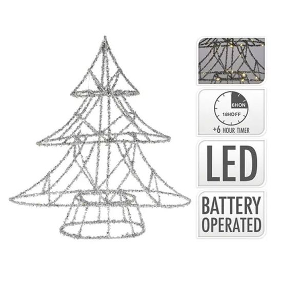 Фигура световая "Елка" 20LED, 40см, 2ХAA, серебряная