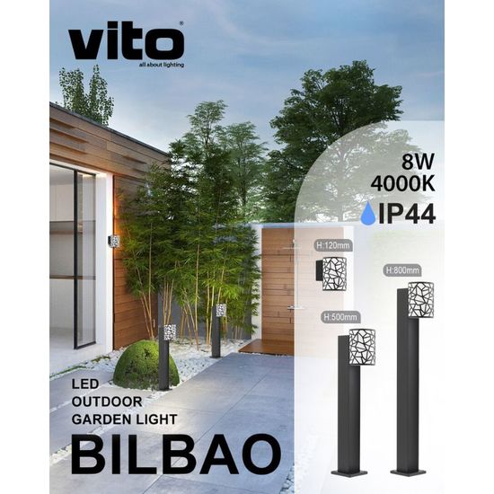 Corp de iluminat pentru gradina LED VITO BILBAO-W1, negru, 8W/4000K/IP44/220V, 3 image