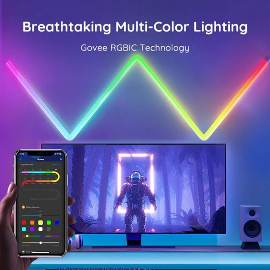 Настенные светильники GOVEE Wall Lamps Glide RGBIC Wall Light, Wi-Fi + BT / Multicolor, (6+1), изображение 7