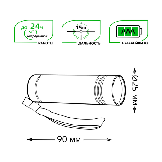 Lanterna LED GAUSS GF107, 2W, 120lm, 3xAAA, 2 image