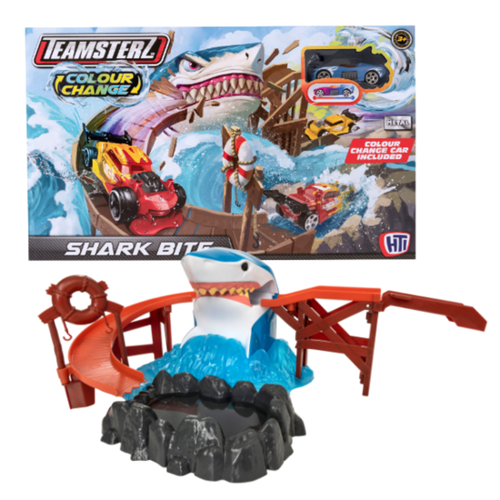 Set de joaca TEAMSTERZ, pista cu rechin si masinuta schimbatoare de culoare, 5 image