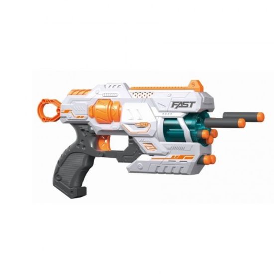 Игрушечный ручной бластер FAST PIONEER, 12 снарядов, вращающийся цилиндр, изображение 3