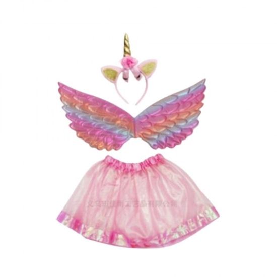 Set Aripi de Unicorn FUNNY FASHION 015, roz cu fustita si cerc, ZJA359657