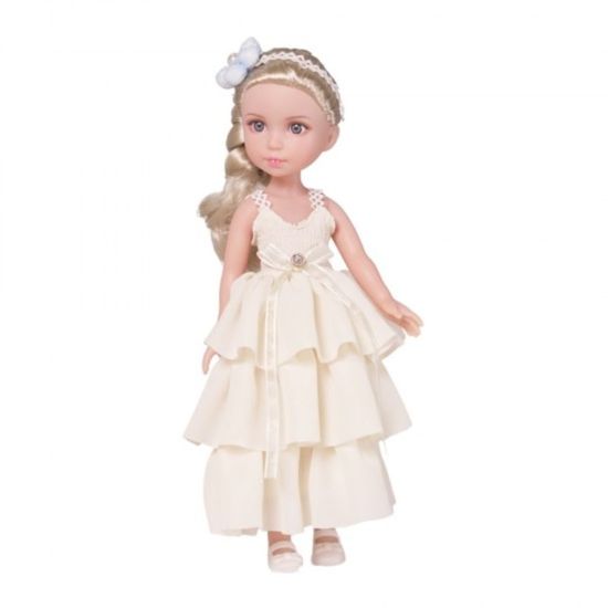 Кукла Блондинка SENNBY BABY ER333I, в кремовом платье с 3 рюшами, ZJA353027, 35см, изображение 3