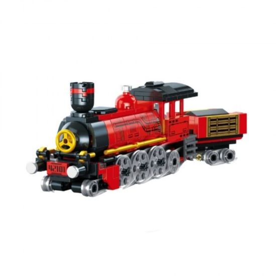 Set de constructie 3in1 Tren rosu JIE STAR JJ9023, ZJA351336, 305 elemente, 2 image