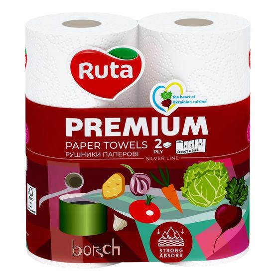 Бумажные полотенца RUTA Premium, 2 слоя, 2 рулона, изображение 2