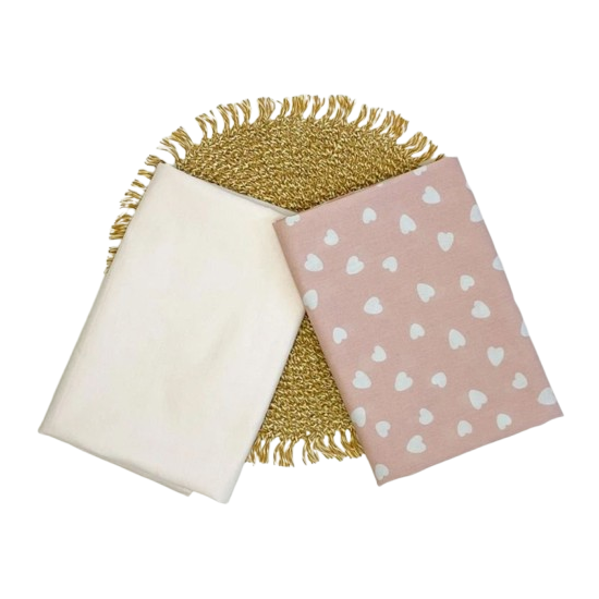 Set din 2 pelinci/aleze BUMBACEL Little Heart, Roz, 110x110 cm
