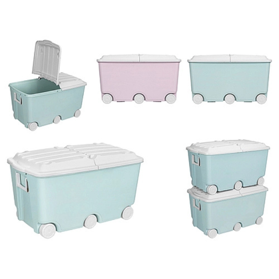 Container pentru jucarii Plastishka, pe roti, 2 culori, 66.5l, 68.5x39.5x38.5 cm