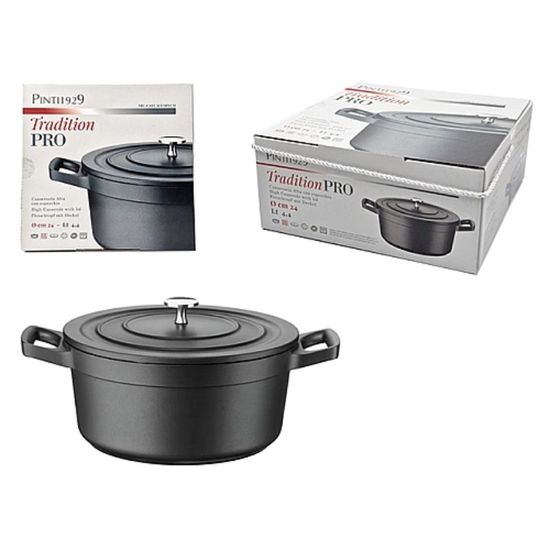 Кастрюля с крышкой PINTI Tradition Pro Black, 24см, 4.4л, изображение 2