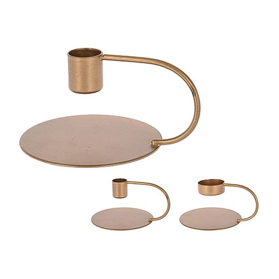 Sfesnic de metal pentru 1 lumanare, auriu, maner curbat, 2 image