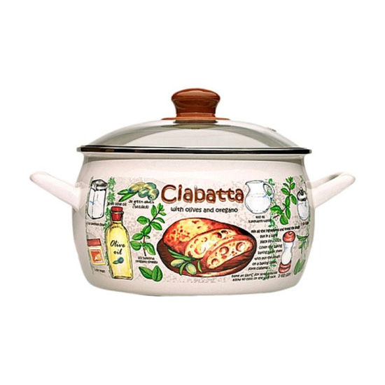 Кастрюля эмалированная METALAC Ciabatta, стеклянная крышка, 24 cм, 7.9 л, изображение 2