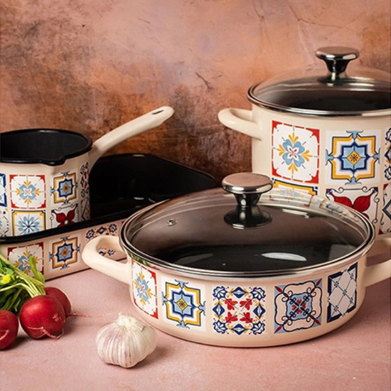 Кастрюля эмалированная METALAC Imperial, стеклянная крышка, 16 cм, 1.9 л, изображение 3