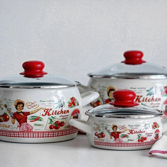 Кастрюля эмалированная METALAC Kitchen, стеклянная крышка, 16 cм, 2.2 л, изображение 3