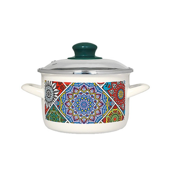 Кастрюля эмалированная METALAC Sultana, стеклянная крышка, низкая, 24 cм, 4.75 л, изображение 2