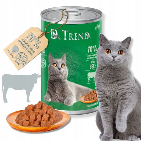 Влажный корм DR.TREND, для взрослых кошек, с говядиной в соусе, 400 г