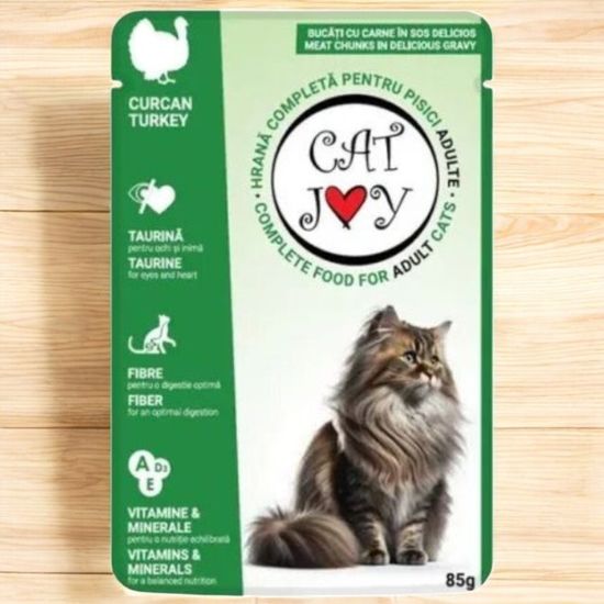 Hrana pentru pisici CAT JOY Adult, umeda, cu curcan, 85g