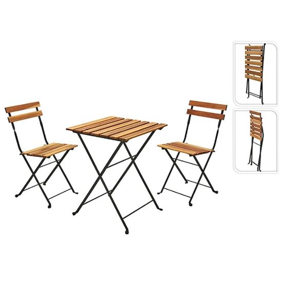 Set mobilier, lemn/metal, 3 piese: masa 55x54xH71 cm si 2 scaune 39x44xH79 cm, 2 image