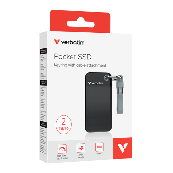 Unitate de stocare portabila SSD VERBATIM Pocket, 2.0TB, USB 3.2 Gen 2, Black/Grey, 4 image