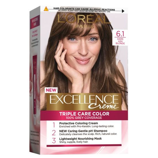 Vopsea de par L'ORÉAL Excellence 6.1 Blond Inchis Cenusiu, 182 ml