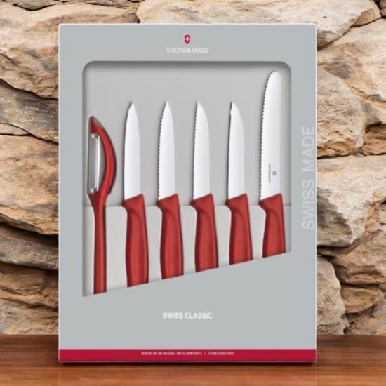 Набор кухонных ножей VICTORINOX 6.7111.6G Swiss Classic, paring knife set, красный, 6 шт