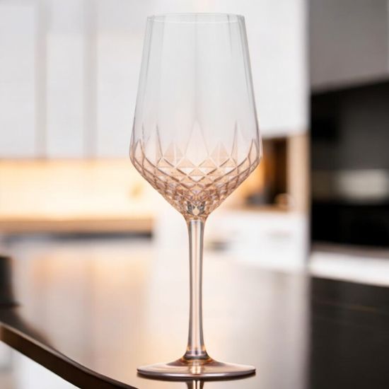 Set pahare ARDESTO Black Mars Favola, de vin, din sticla, transparent-auriu, 460 ml, 2 buc