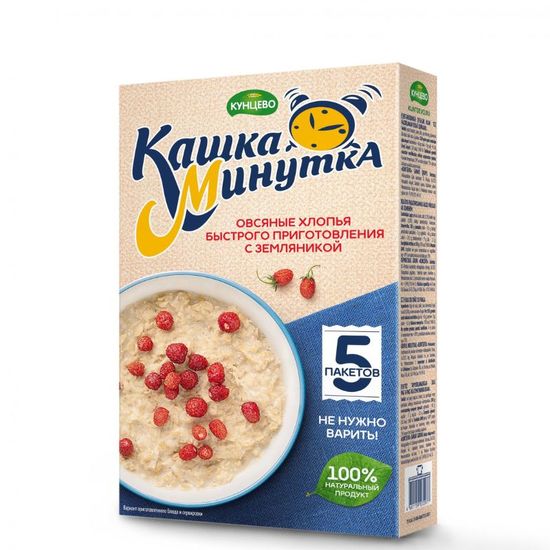 Fulgi de ovaz КАШКА-МИНУТКА cu fragi, 185 g